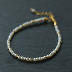 Romantic Micro Pearl Beaded Bracelet - Delicate 18K Gold Faceted Chain Bangle - floysun