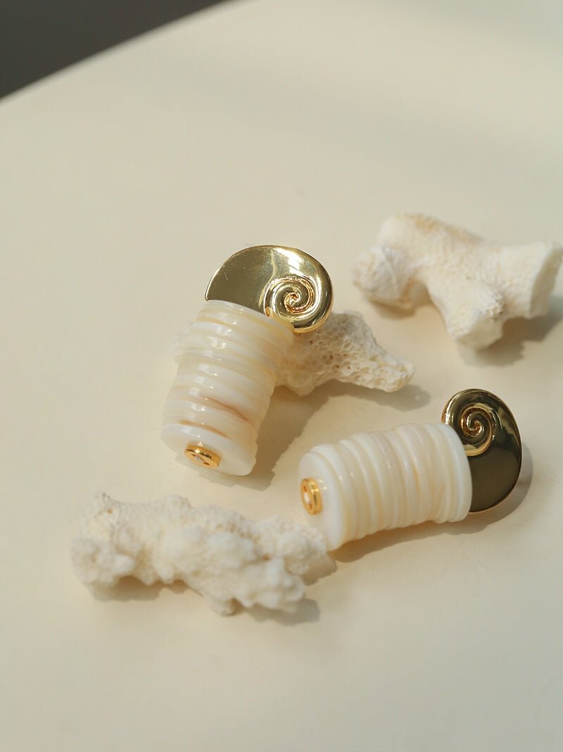 Romantic Ocean White Shell Conch Earrings - floysun