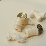 Romantic Ocean White Shell Conch Earrings - floysun
