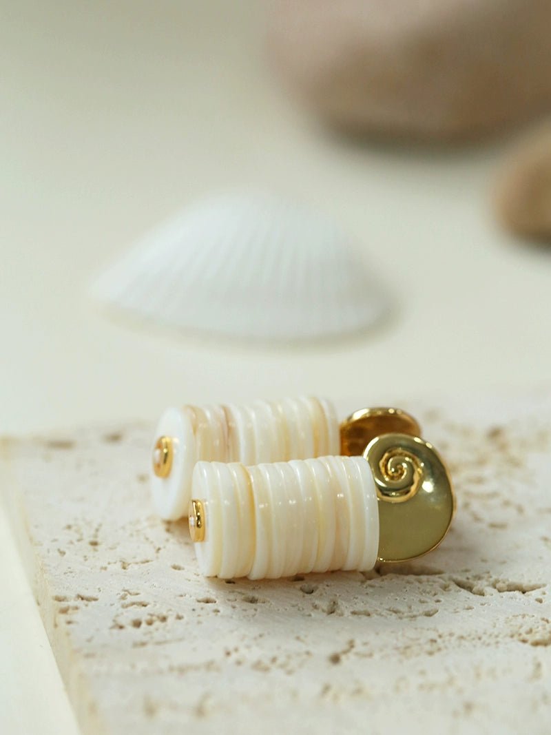Romantic Ocean White Shell Conch Earrings - floysun