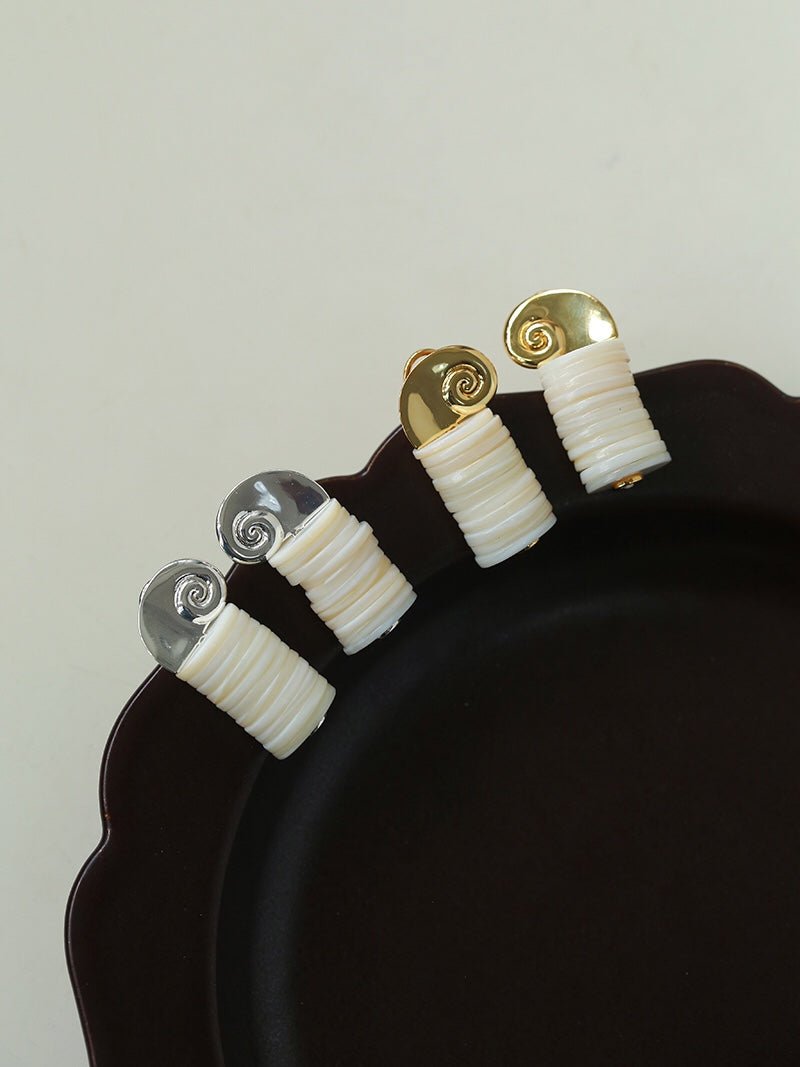 Romantic Ocean White Shell Conch Earrings - floysun