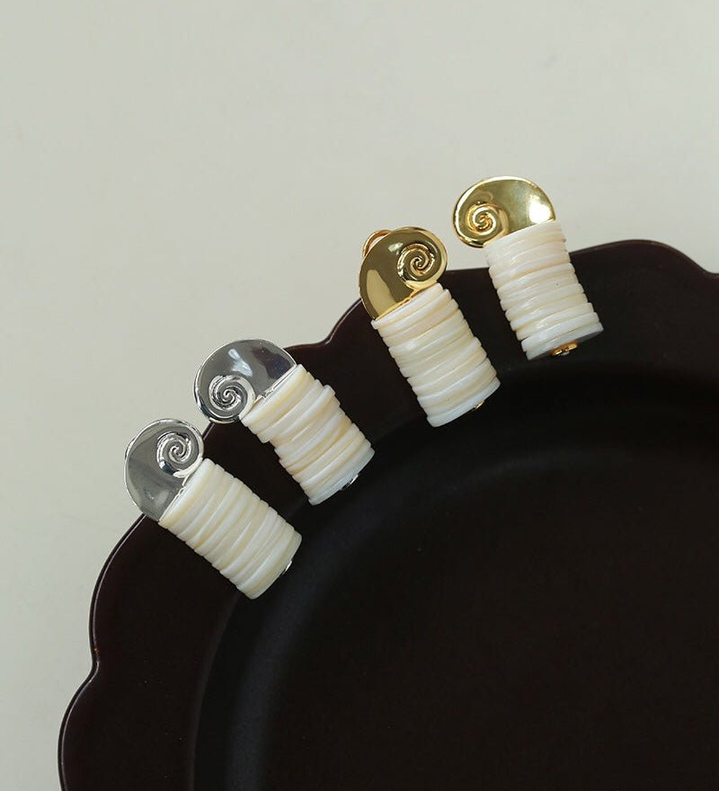Romantic Ocean White Shell Conch Earrings - floysun