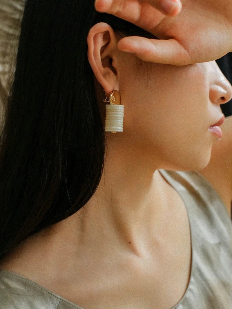 Romantic Ocean White Shell Conch Earrings - floysun