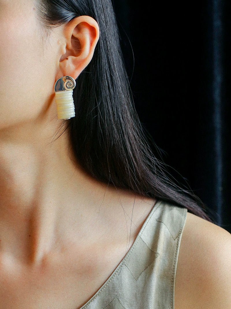 Romantic Ocean White Shell Conch Earrings - floysun