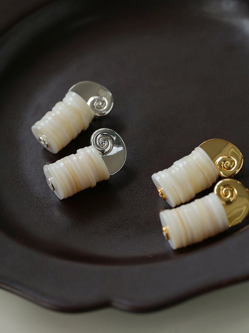 Romantic Ocean White Shell Conch Earrings - floysun