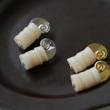 Romantic Ocean White Shell Conch Earrings - floysun