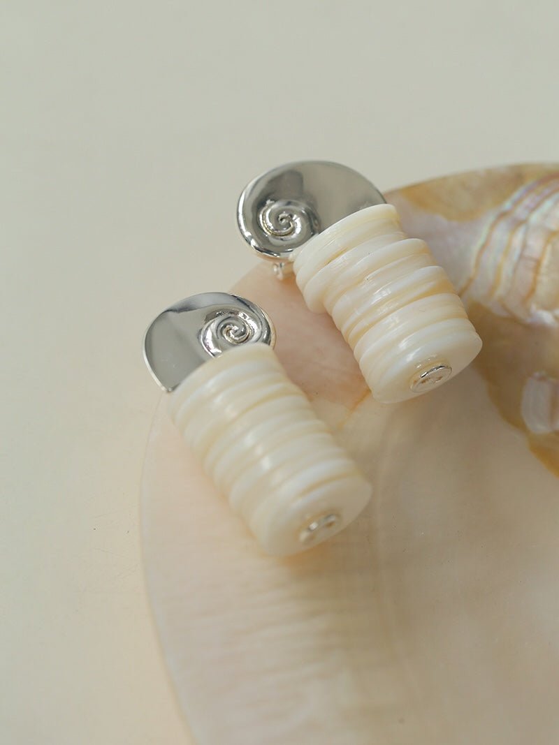 Romantic Ocean White Shell Conch Earrings - floysun