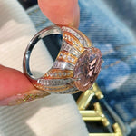 Romantic Pink Padparadscha Striped Ring - floysun