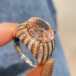 Romantic Pink Padparadscha Striped Ring - floysun