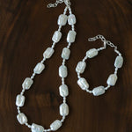 Romantic Square Baroque Pearl Bracelet - Dainty Hand - Strung Iridescent Luster Bangle - floysun