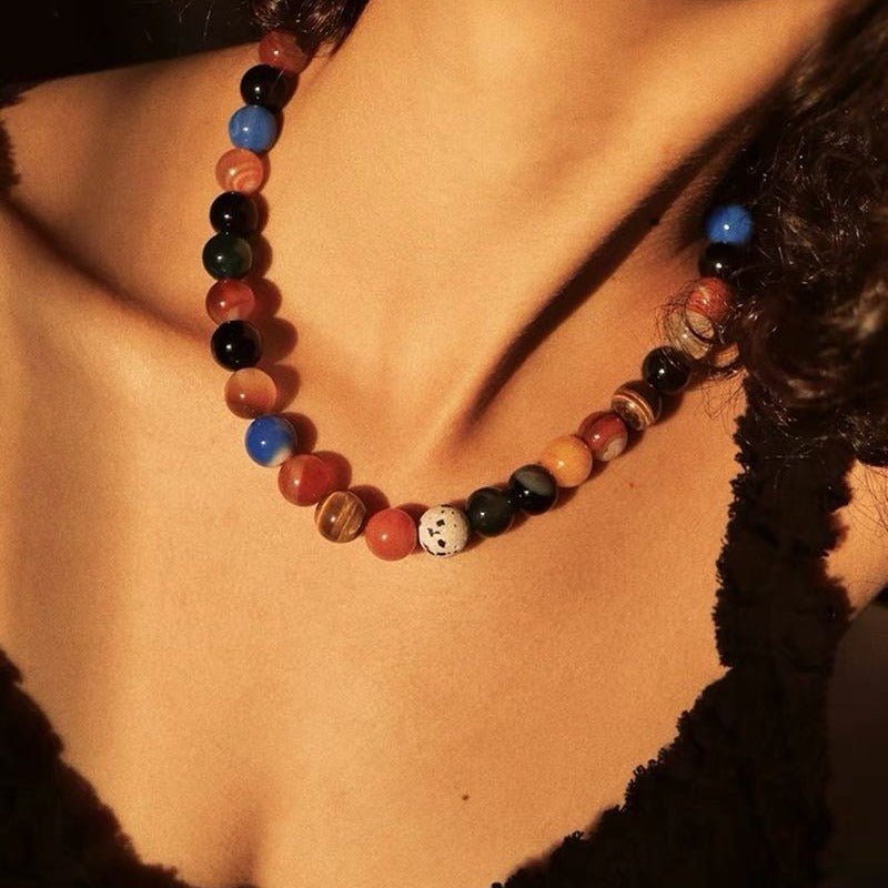 Romantic Universe Dopamine Color Beaded Necklace - floysun