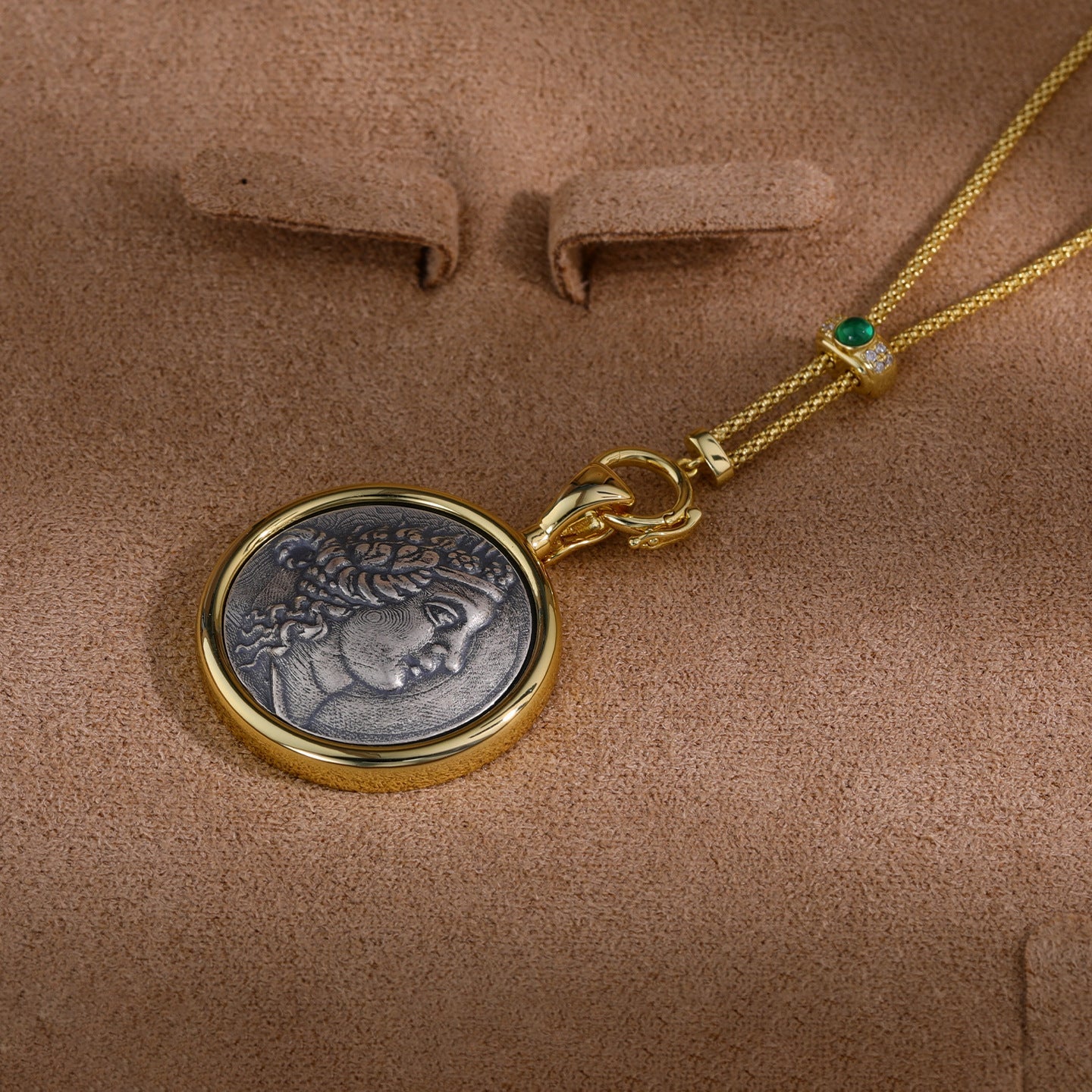 Rome Dionysus Ancient Coin Pendant Necklace - floysun