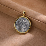 Rome Dionysus Ancient Coin Pendant Necklace - floysun