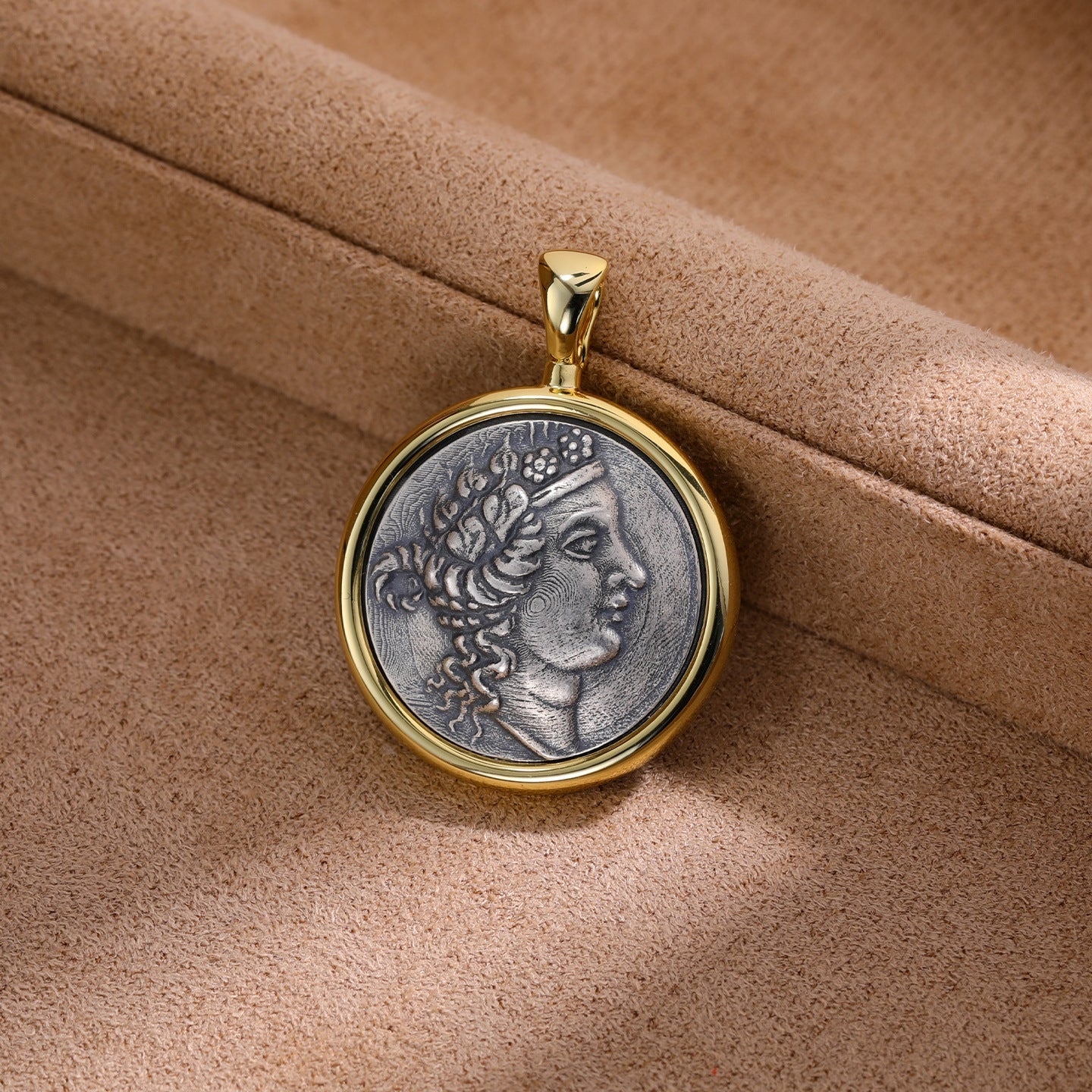 Rome Dionysus Ancient Coin Pendant Necklace - floysun