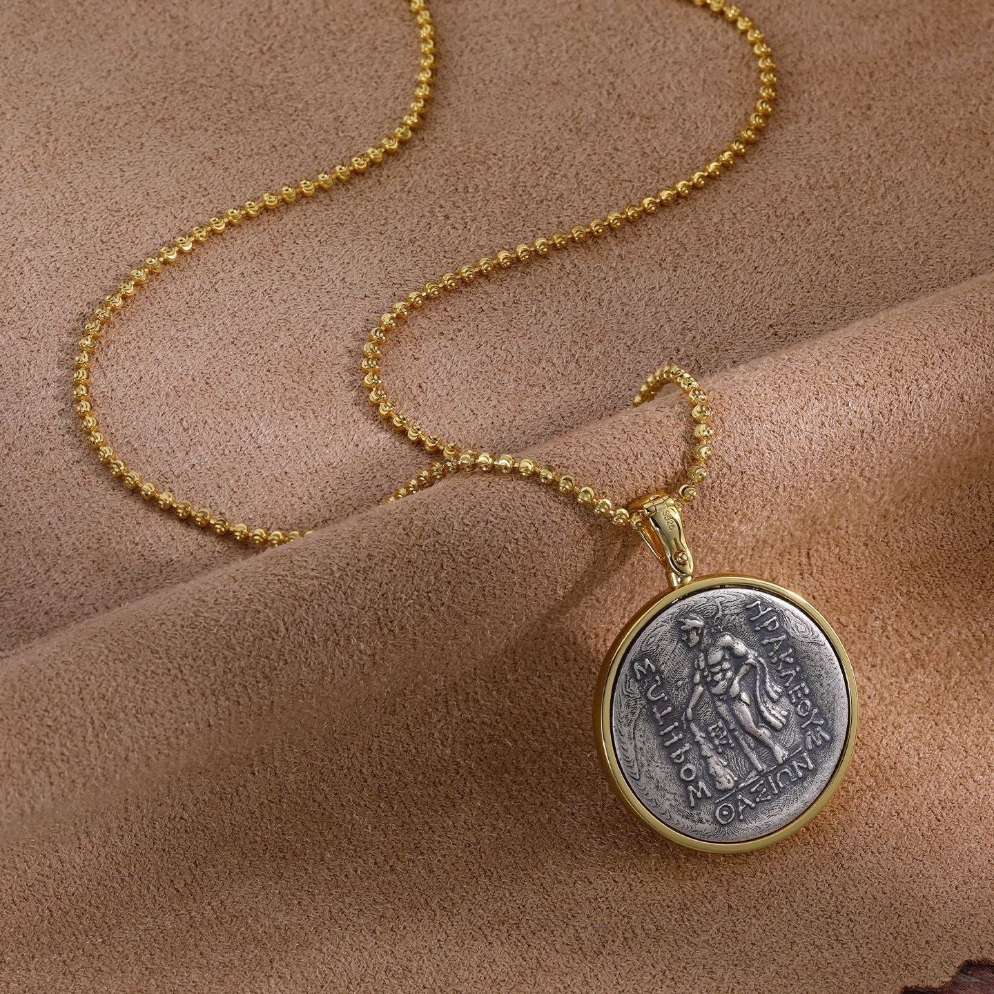 Rome Dionysus Ancient Coin Pendant Necklace - floysun