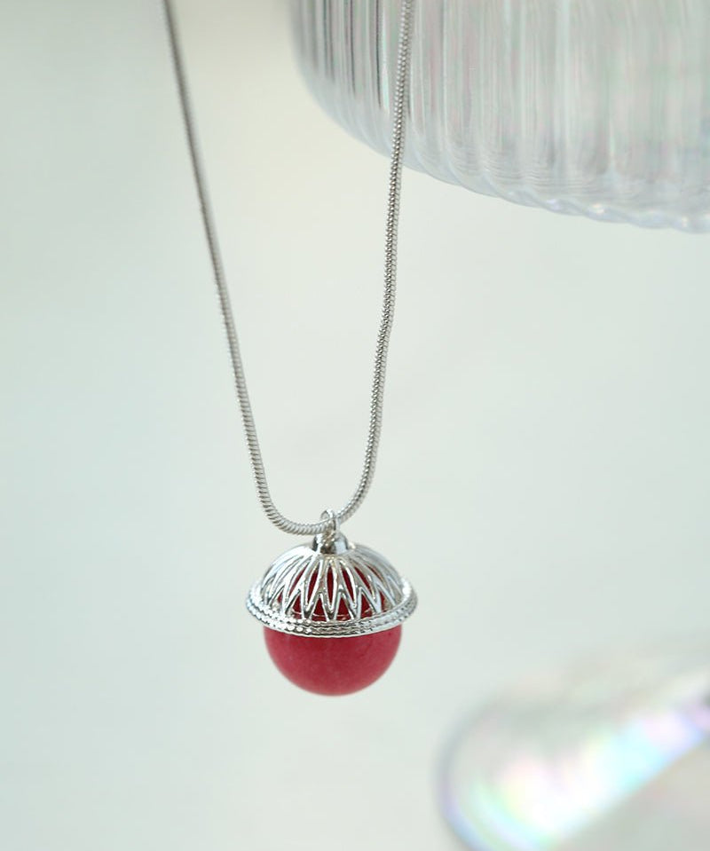 Rose Chalcedony Gemstone Pendant Necklace - floysun