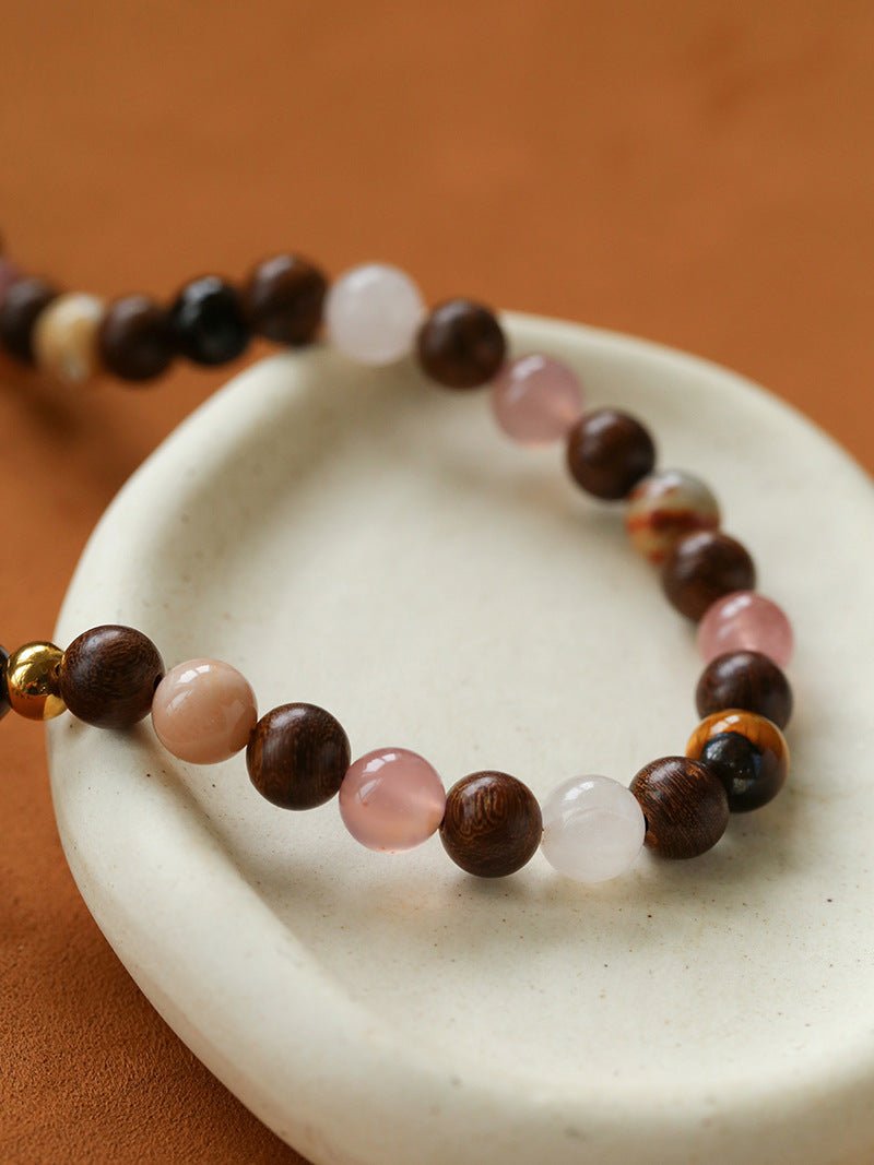 Rose Valley Natural Stone & Wood Beaded Necklace - floysun