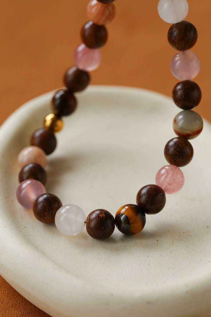 Rose Valley Natural Stone & Wood Beaded Necklace - floysun