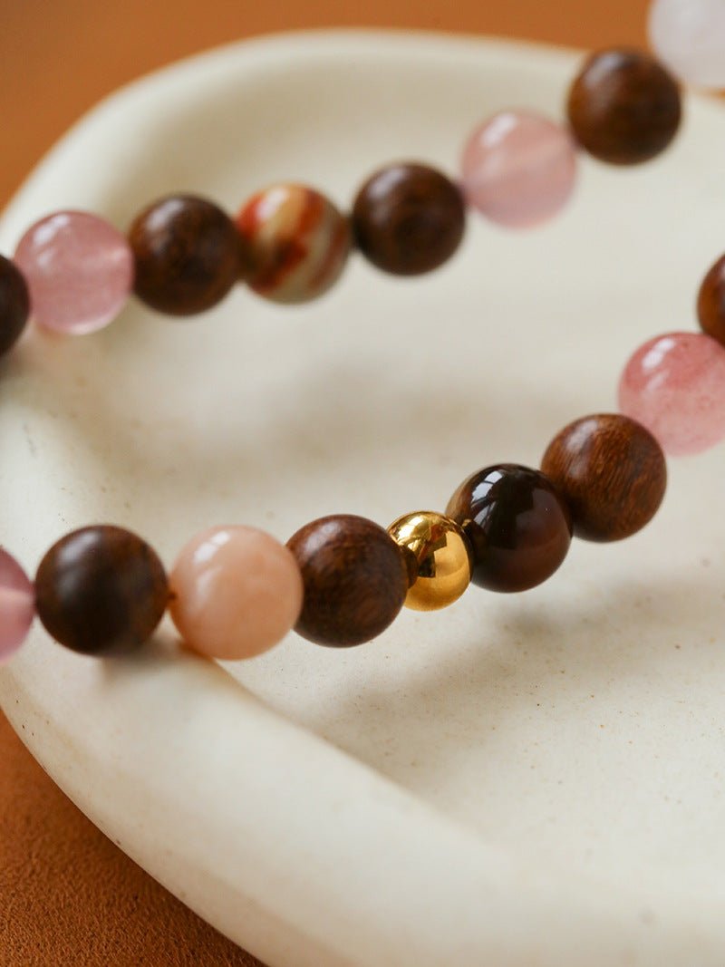 Rose Valley Natural Stone & Wood Beaded Necklace - floysun