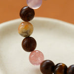 Rose Valley Strawberry Quartz & Wood Beaded Bracelet - floysun
