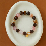 Rose Valley Strawberry Quartz & Wood Beaded Bracelet - floysun