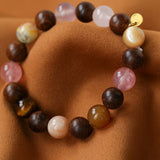 Rose Valley Strawberry Quartz & Wood Beaded Bracelet - floysun