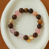 Rose Valley Strawberry Quartz & Wood Beaded Bracelet - floysun