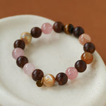 Rose Valley Strawberry Quartz & Wood Beaded Bracelet - floysun
