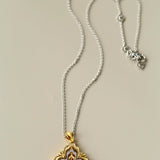 Rotating Four - Leaf Clover Necklace – Dual - Tone Gold & Silver with Pave Diamonds - floysun