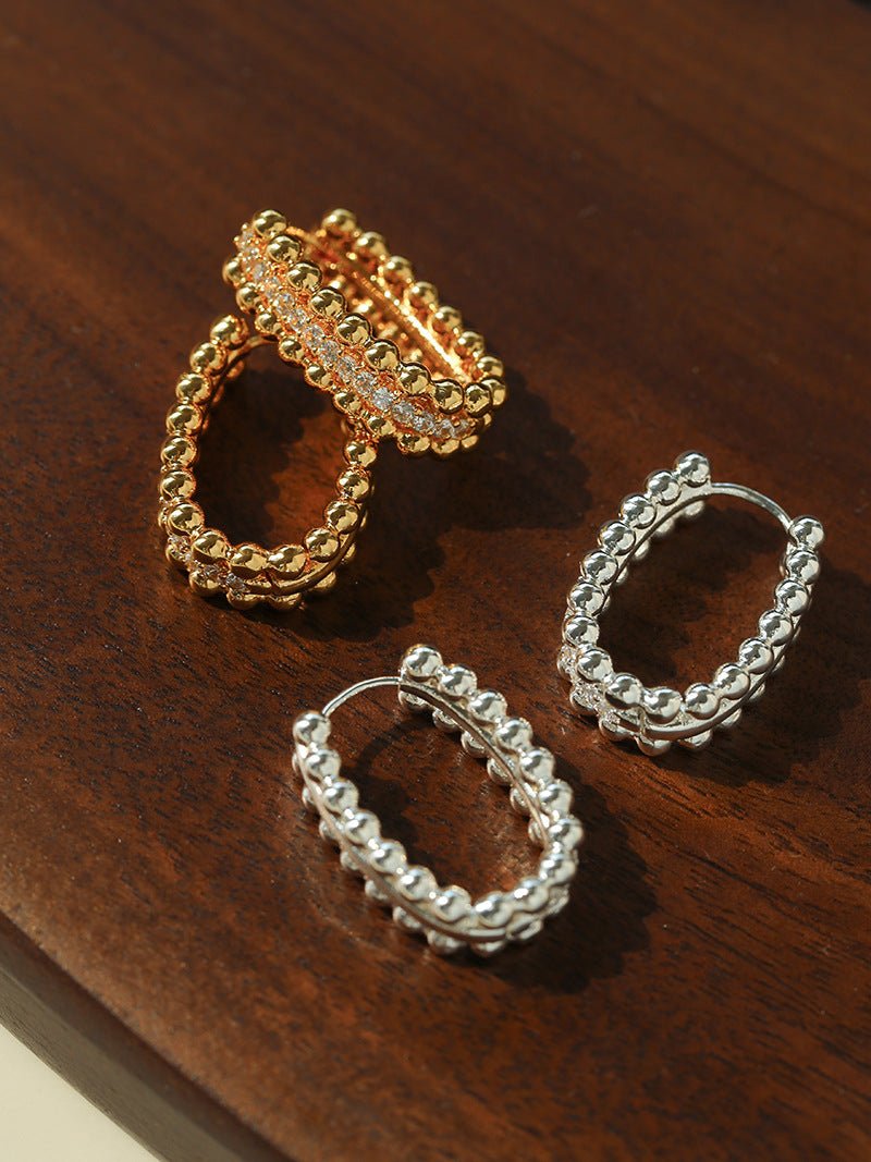 Round Bead Zircon Arc Earrings - floysun