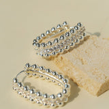 Round Bead Zircon Arc Earrings - floysun