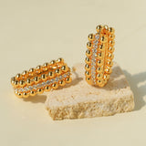 Round Bead Zircon Arc Earrings - floysun
