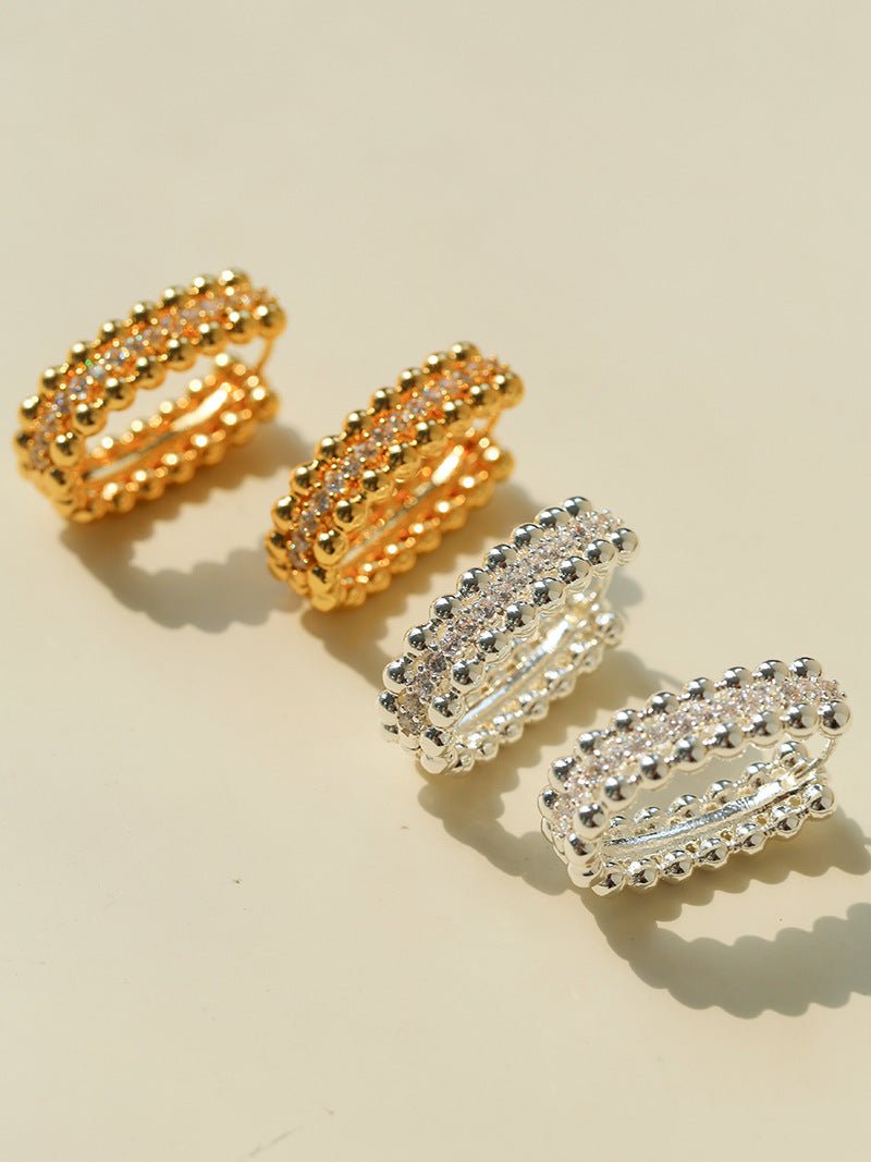 Round Bead Zircon Arc Earrings - floysun
