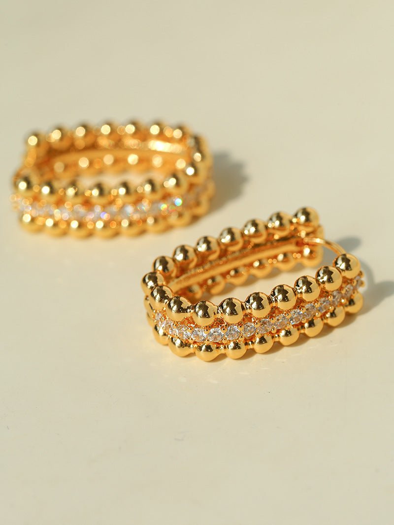 Round Bead Zircon Arc Earrings - floysun