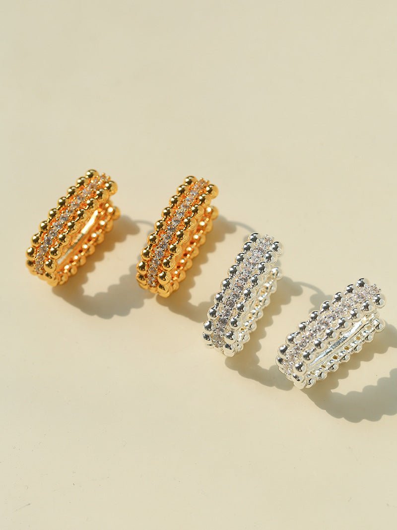 Round Bead Zircon Arc Earrings - floysun
