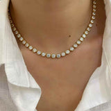 Round Bezel Tennis Necklace - floysun