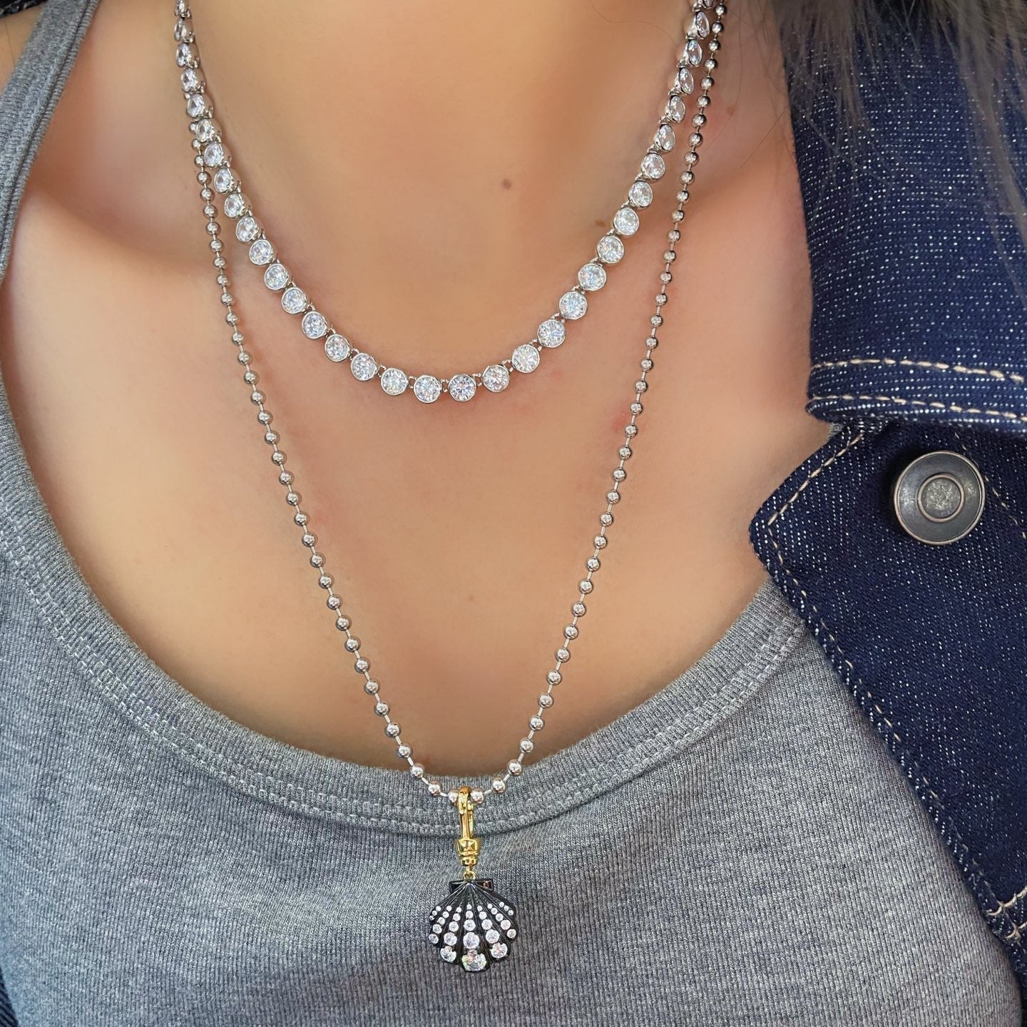 Round Bezel Tennis Necklace - floysun