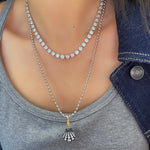 Round Bezel Tennis Necklace - floysun