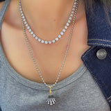 Round Bezel Tennis Necklace - floysun