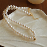 Round Freshwater Pearl Gold Accent Necklace - floysun