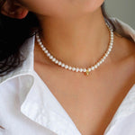 Round Freshwater Pearl Gold Accent Necklace - floysun