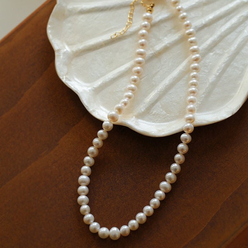 Round Freshwater Pearl Gold Accent Necklace - floysun