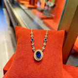 Royal Blue Bubble Sapphire Necklace - floysun