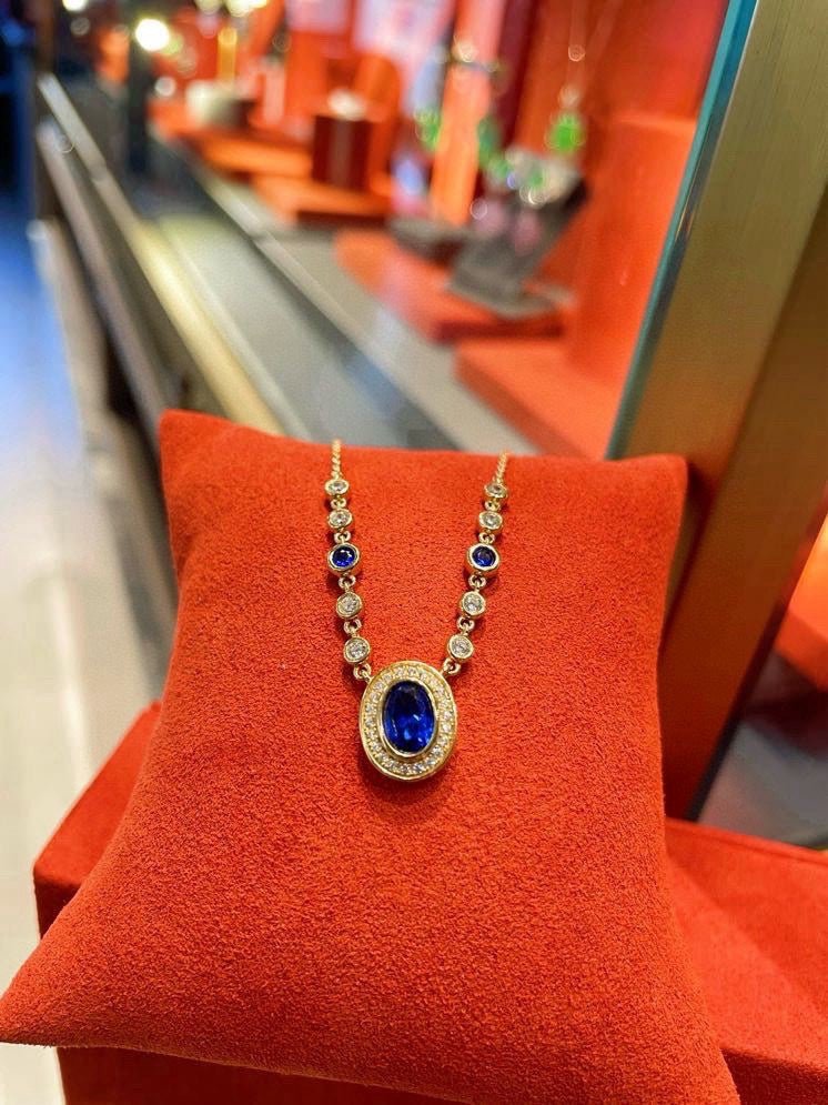 Royal Blue Bubble Sapphire Necklace - floysun