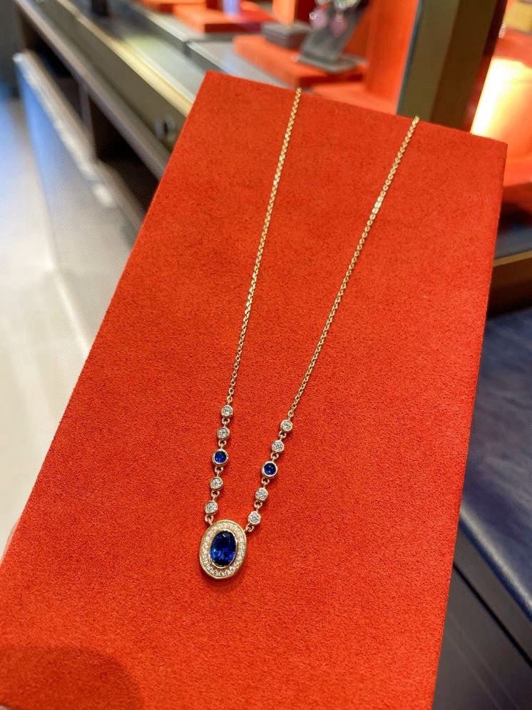 Royal Blue Bubble Sapphire Necklace - floysun