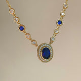 Royal Blue Bubble Sapphire Necklace - floysun