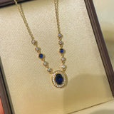 Royal Blue Bubble Sapphire Necklace - floysun