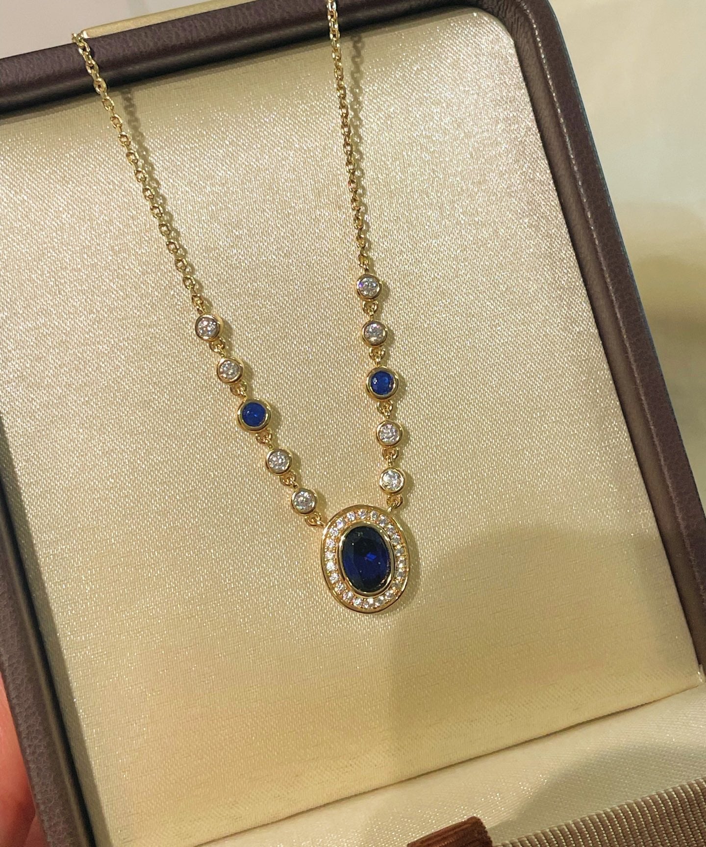 Royal Blue Bubble Sapphire Necklace - floysun
