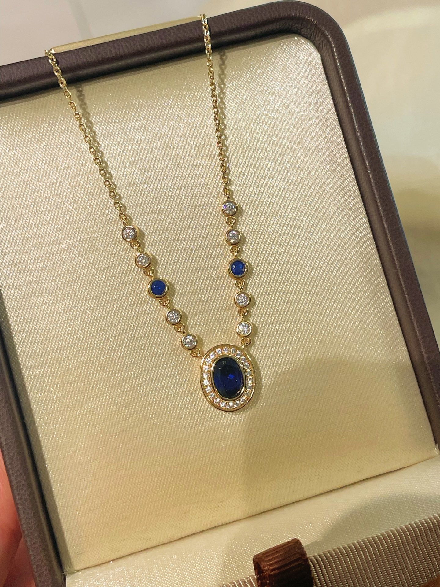 Royal Blue Bubble Sapphire Necklace - floysun