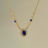 Royal Blue Bubble Sapphire Necklace - floysun